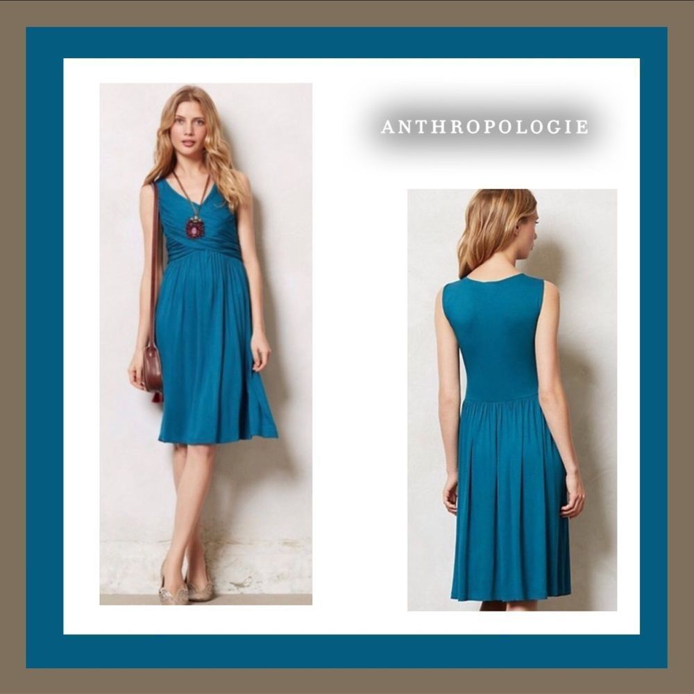Anthropologie Girls From Savoy Teal Blue Elementary Faux Wrap Dress Size Xs